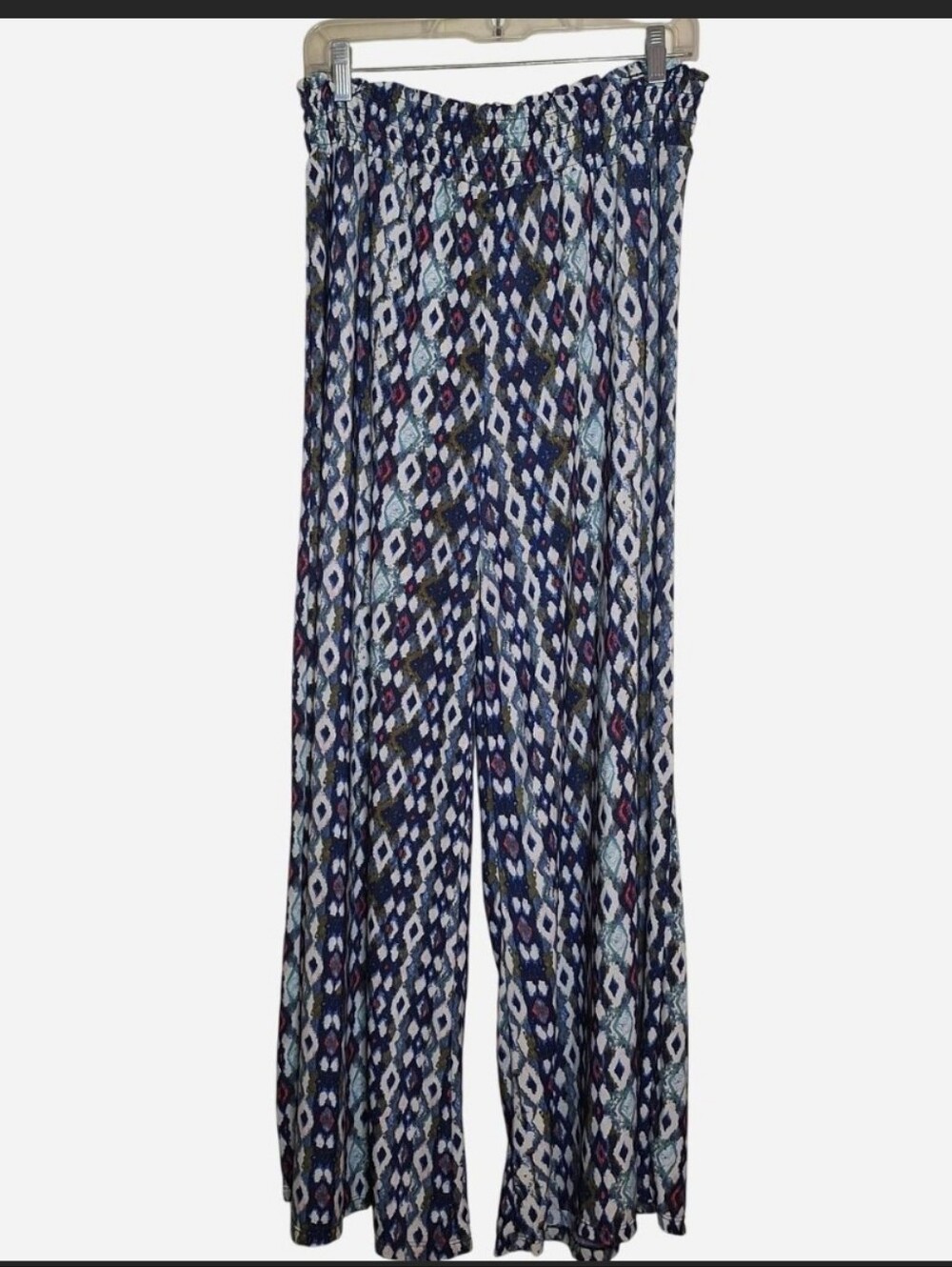 West Loop Navy White Boho Geometric Wide Leg Jersey Pull On Palazzo Pants XL